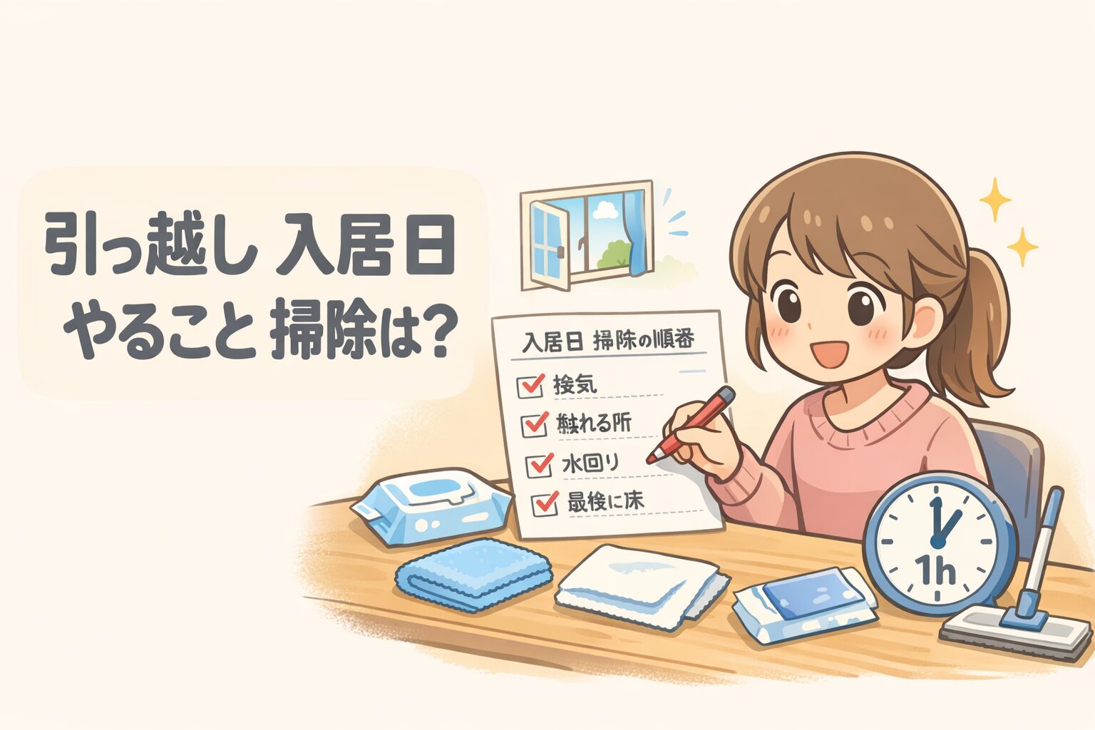 引っ越し 入居 日 やる こと 掃除は？当日1時間で終わる順番 | ちょっと便利な暮らしノート